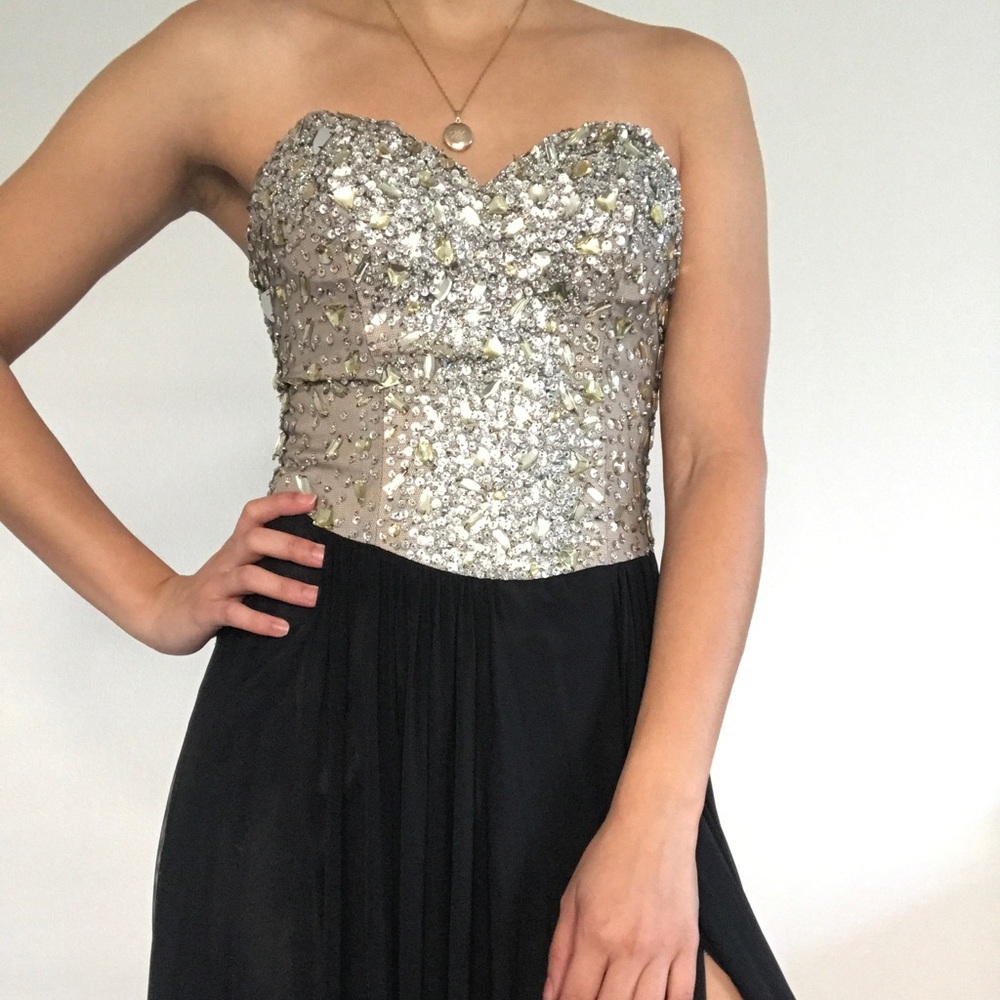 Strapless Corset Long Slit Dress